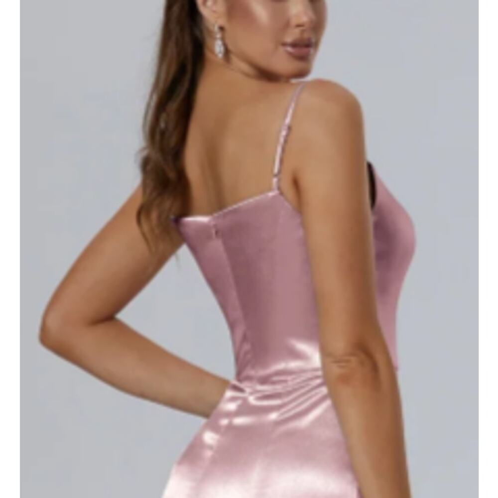 AW BRIDAL 0 XS rose quartz Bessie satin bridesmaid party maxi dress NEW B139 - Picture 5 of 6